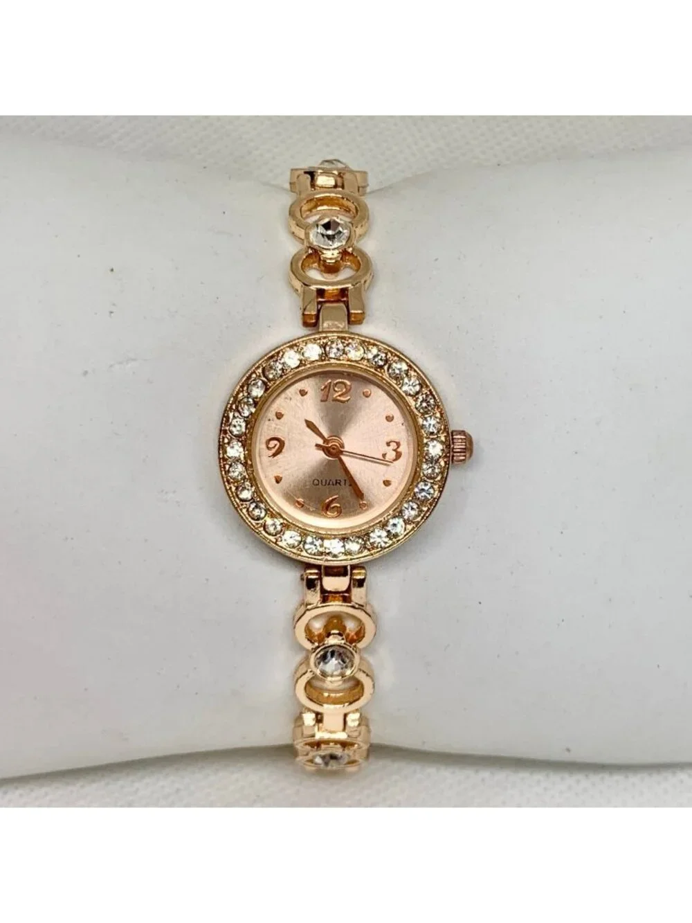 Blear women’s watch rose gold tone 24mm quartz rhinestones up to 7.5” running